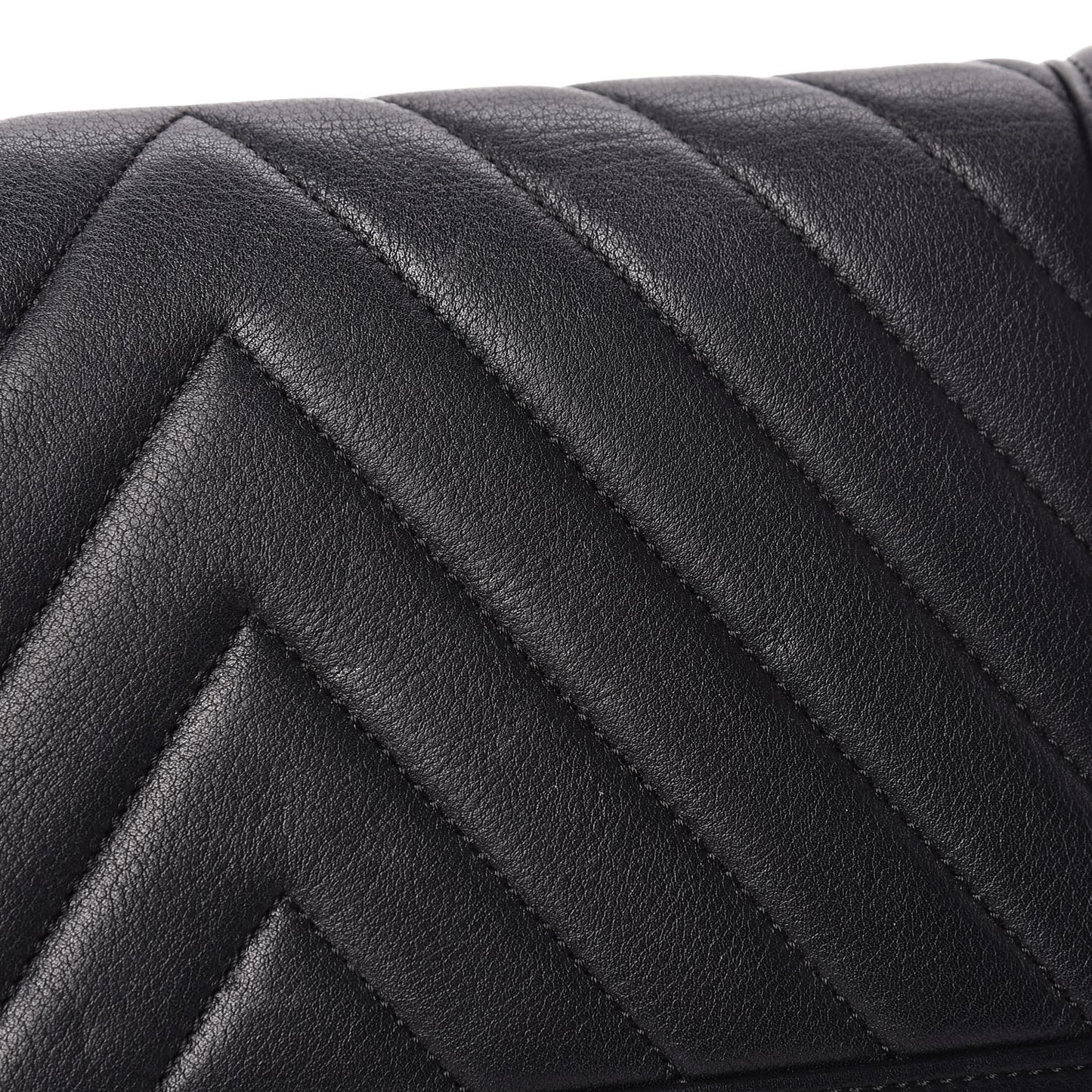 Calfskin Chevron Quilted Boy Convertible Clutch Flap Black