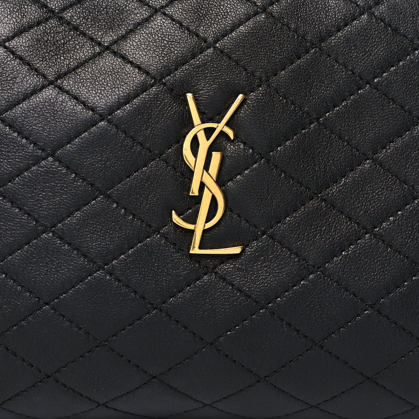 Lambskin Quilted Gaby Zipped Pouch Black