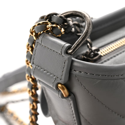 Chanel Aged Calfskin Chevron Quilted Small Gabrielle Hobo Grey 12 of 14