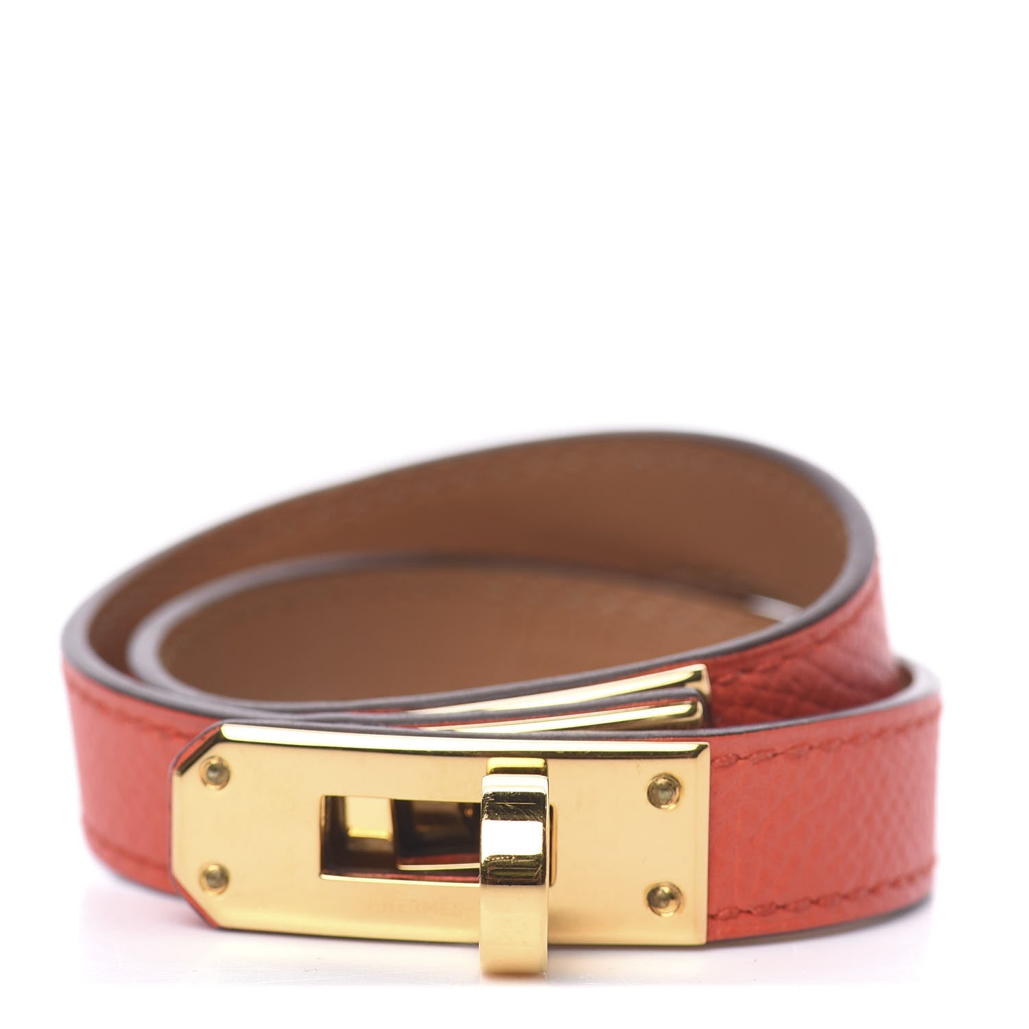 Hermes Epsom Kelly Double Tour Bracelet XS Rose Jaipur 1 of 6