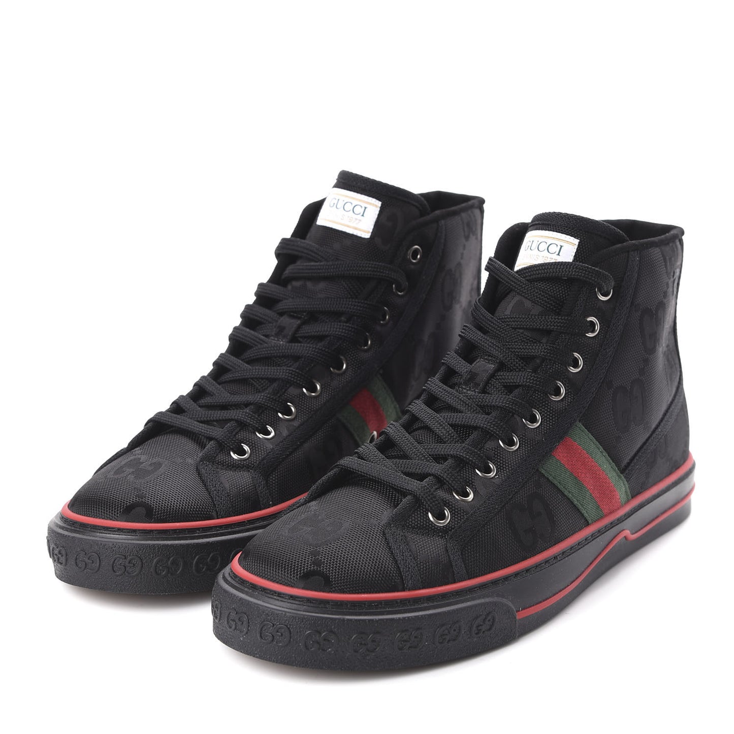 Econyl Nylon Web Monogram Off The Grid Mens 1977 Tennis High Top Sneakers 9.5 Black