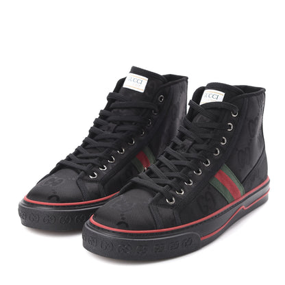 Gucci Econyl Nylon Web Monogram Off The Grid Mens 1977 Tennis High Top Sneakers 9.5 Black 3 of 8