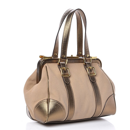 Prada Metallic Saffiano Canvas Frame Bag Bronzo 3 of 15