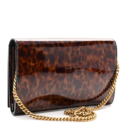 Saint Laurent Patent Monogram Chain Wallet Tortoiseshell 3 of 10