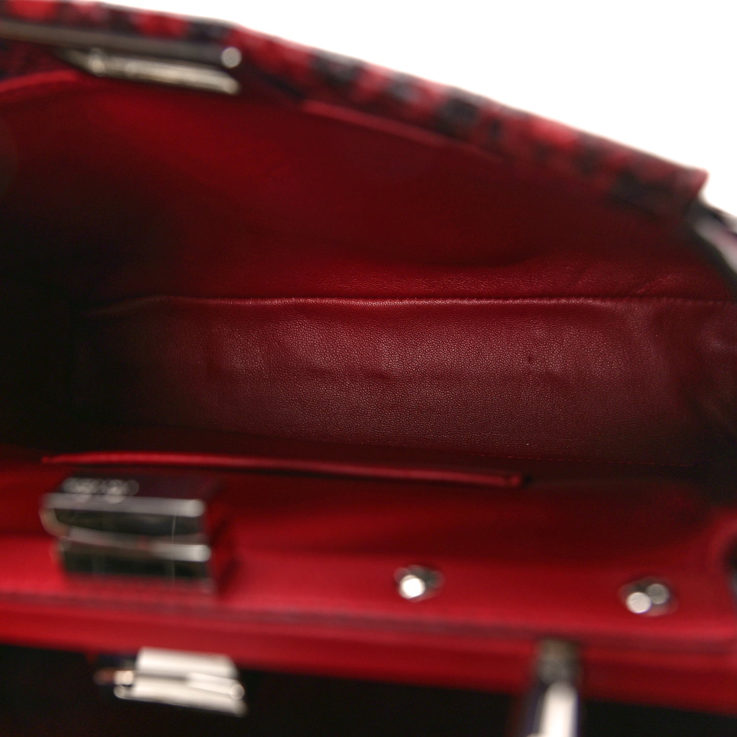 Snakeskin Shiny Nappa Mini Peekaboo Iconic Satchel Red