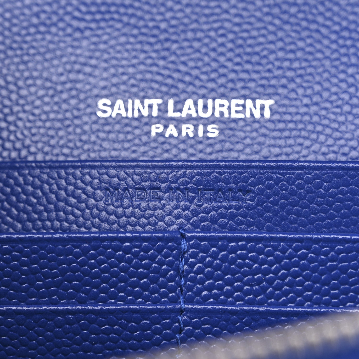 Saint Laurent Grain De Poudre Matelasse Chevron Monogram Chain Wallet Blue Majorelle 8 of 11