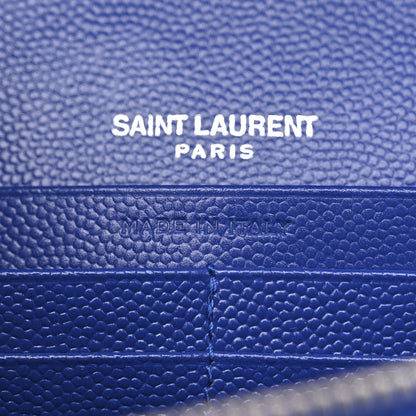 Saint Laurent Grain De Poudre Matelasse Chevron Monogram Chain Wallet Blue Majorelle 8 of 11