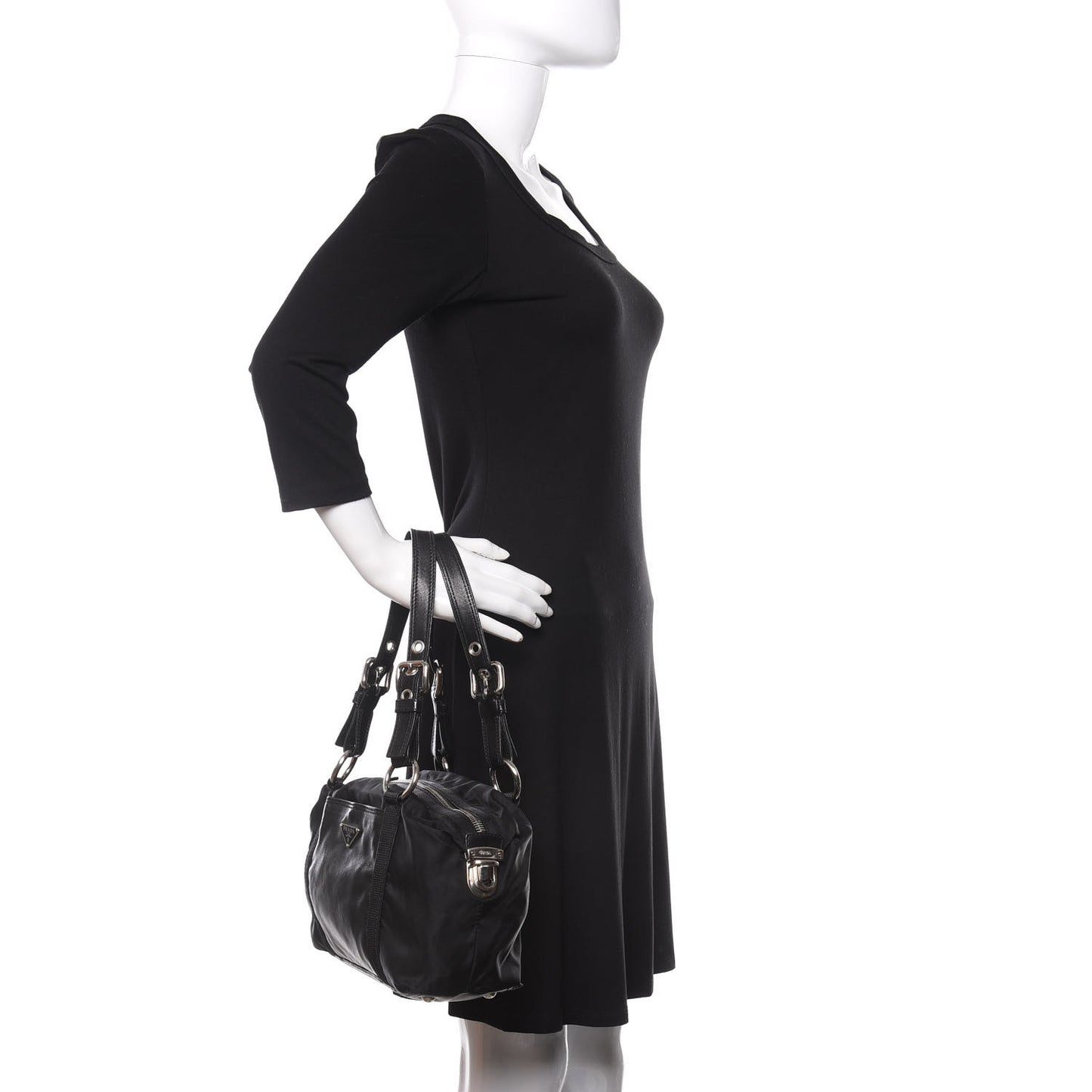 Tessuto Nylon Tape Shoulder Bag Black