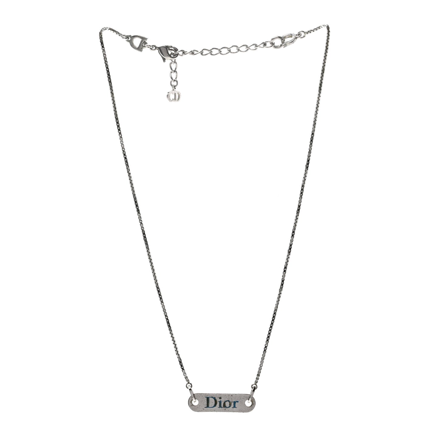 Enamel Logo Tag Short Necklace Silver