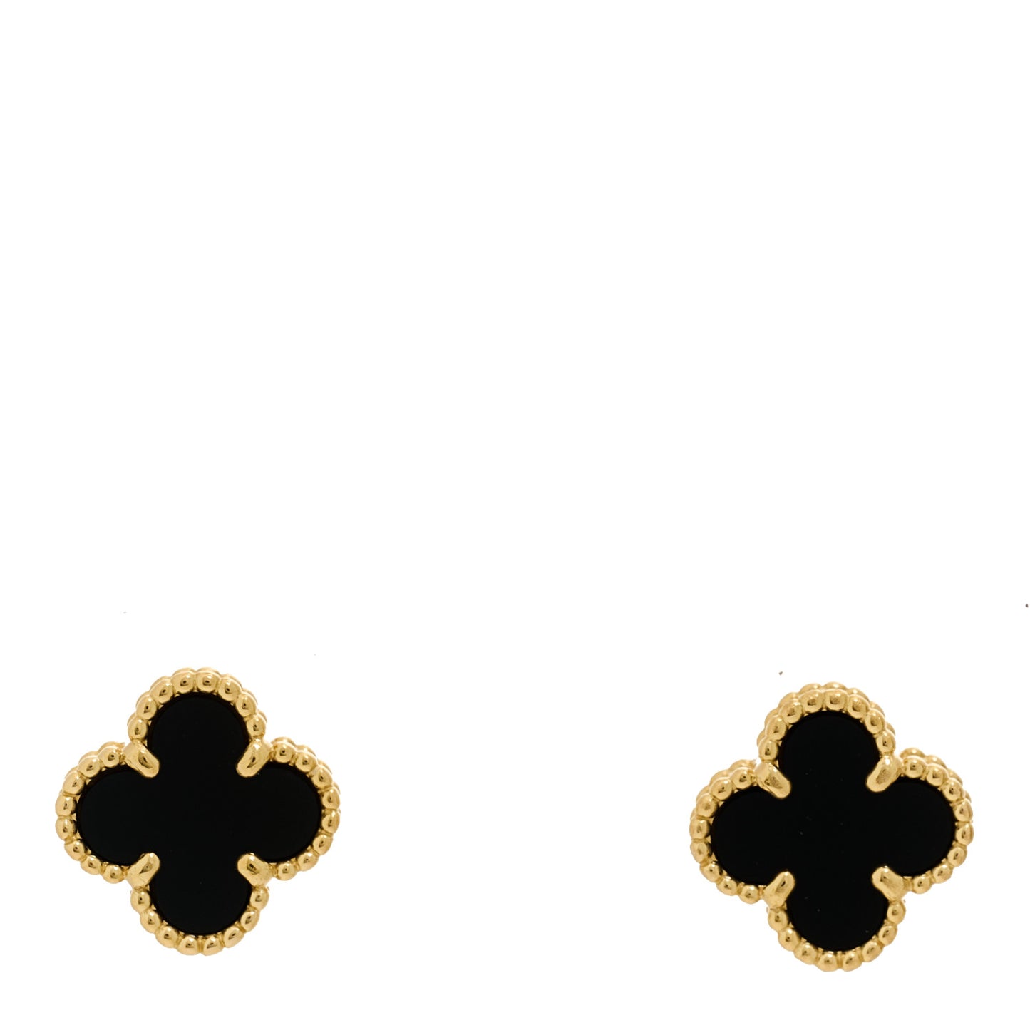 18K Yellow Gold Black Onyx Sweet Alhambra Earrings