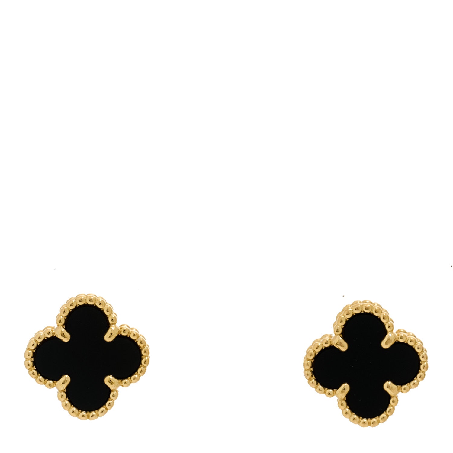 Van Cleef & Arpels 18K Yellow Gold Black Onyx Sweet Alhambra Earrings 1 of 5