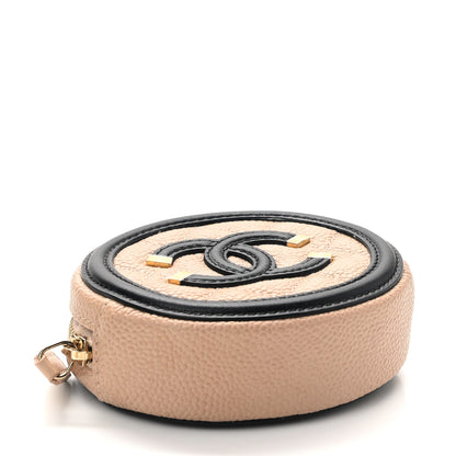 Chanel Caviar Quilted Filigree Zip Around Classic Coin Purse Beige Black 4 of 8