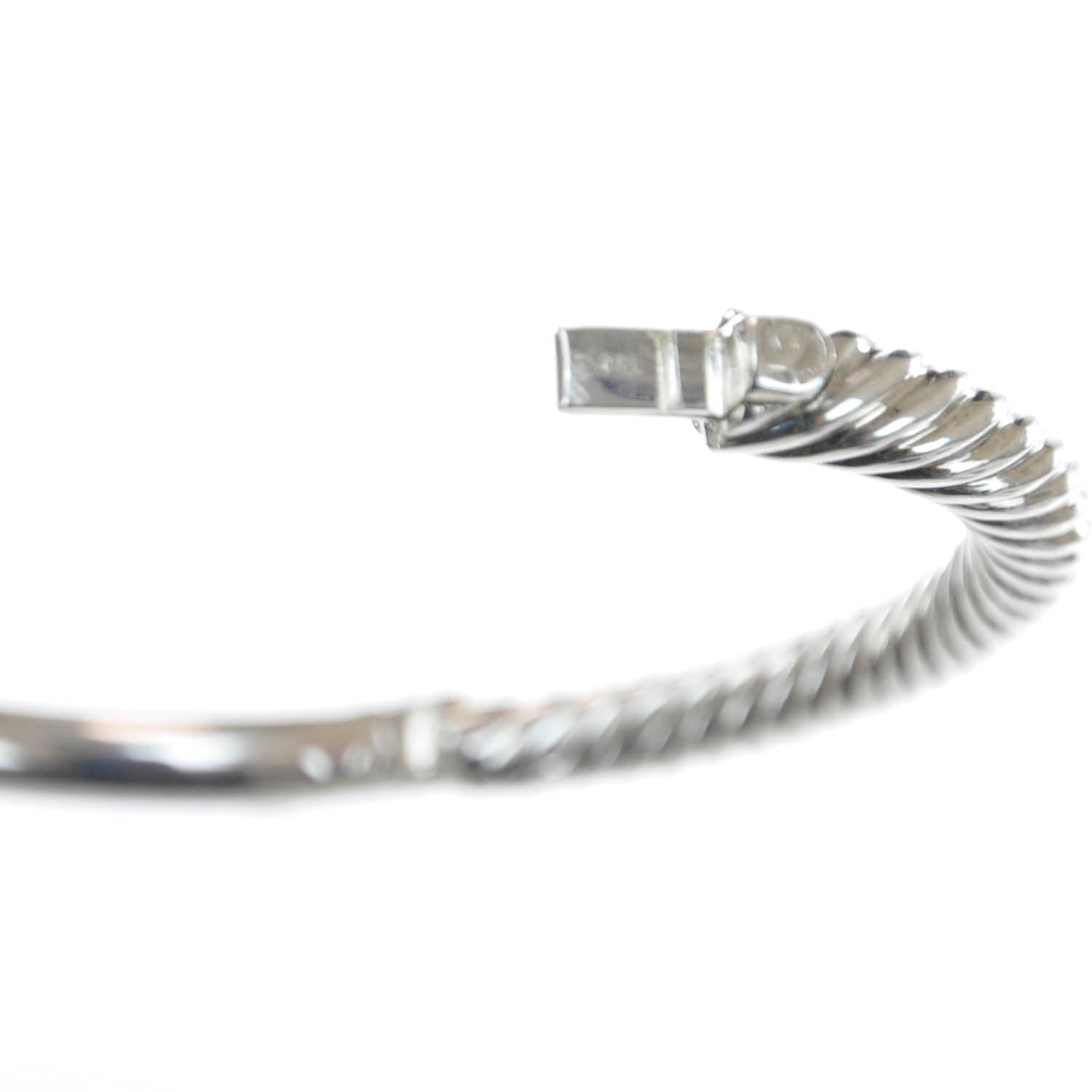 David Yurman Sterling Silver and 18k Gold Signature Peridot Diamond 5mm Bangle 7 of 7