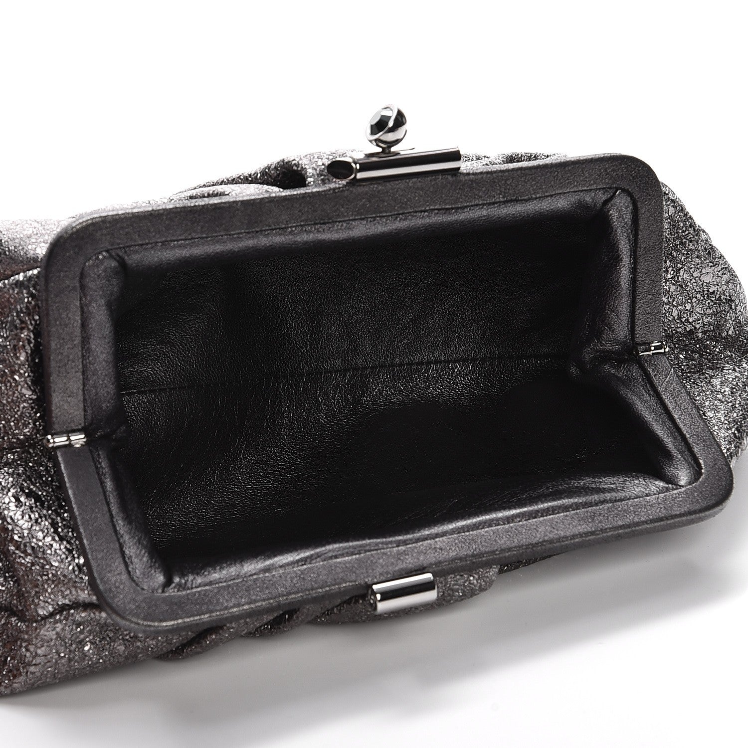 Chanel Metallic Crackled Calfskin Monte Carlo Clutch Dark Silver 5 of 7