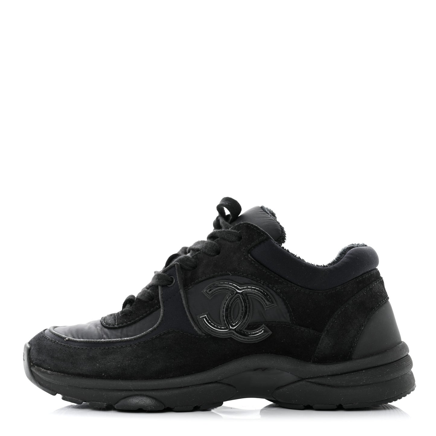 Fabric Calfskin Suede CC Sneakers 38 Black