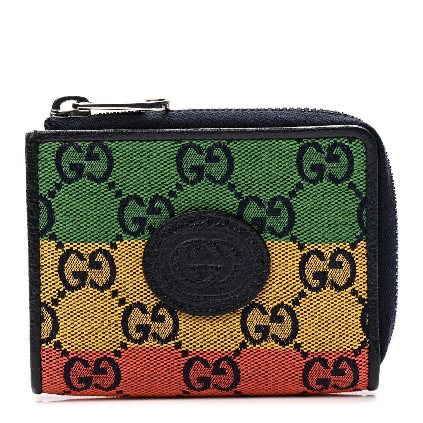 Monogram Multicolor Retro Interlocking G Zip Card Case Wallet Blue Rainbow