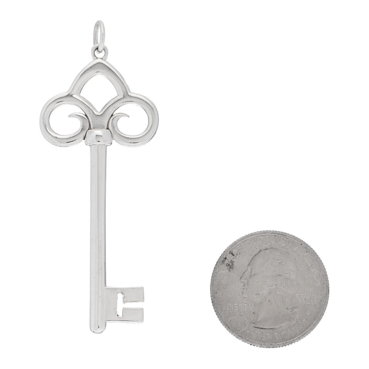 Tiffany Sterling Silver Fleur De Lis Key Pendant 2 of 3