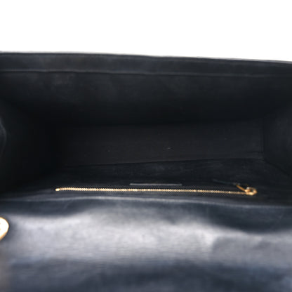 Saint Laurent Smooth Calfskin Matelasse Chevron Large Monogram Satchel Black 5 of 10