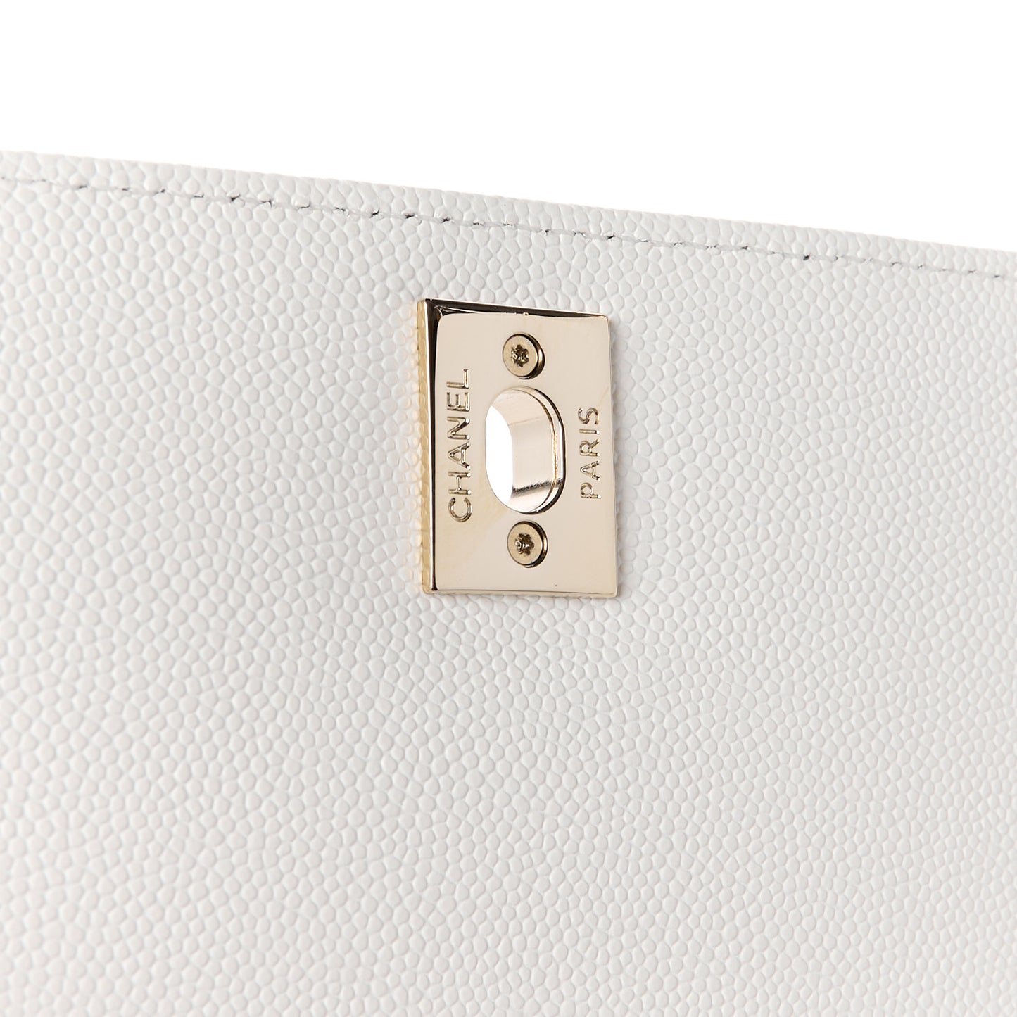 Caviar Quilted Mini Coco Handle Flap White