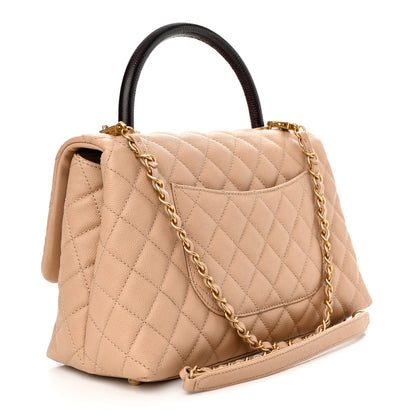 Chanel Caviar Lizard Quilted Small Coco Handle Flap Beige 3 of 10