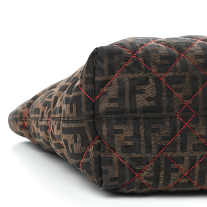 Fendi Zucca Quilted Medium Roll Tote Tobacco Red 6 of 9