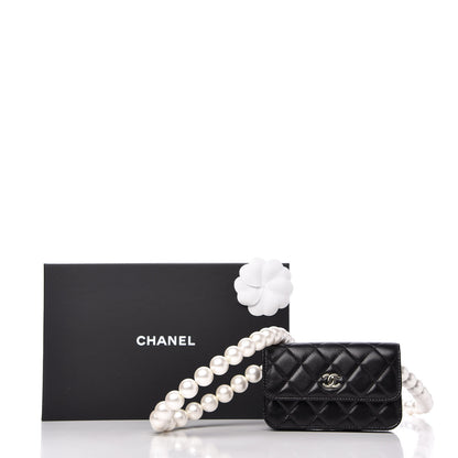 Chanel Calfskin Quilted Maxi Pearls Clutch With Chain Black 11 of 11