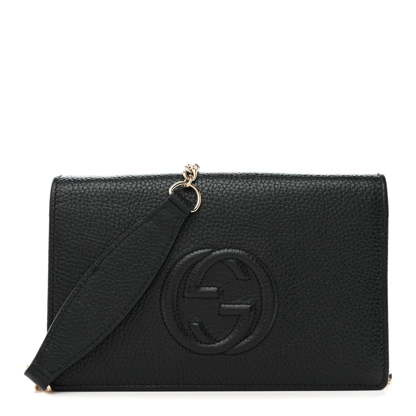 Pebbled Calfskin Soho Wallet On Chain Black