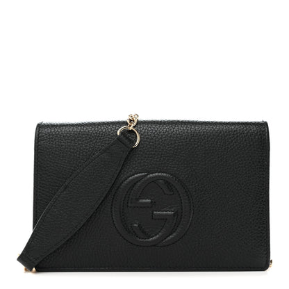 Gucci Pebbled Calfskin Soho Wallet On Chain Black 1 of 12