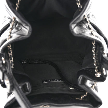 Chanel Caviar Flat Quilted CC Chain Bucket Drawstring Bag Black 5 of 11