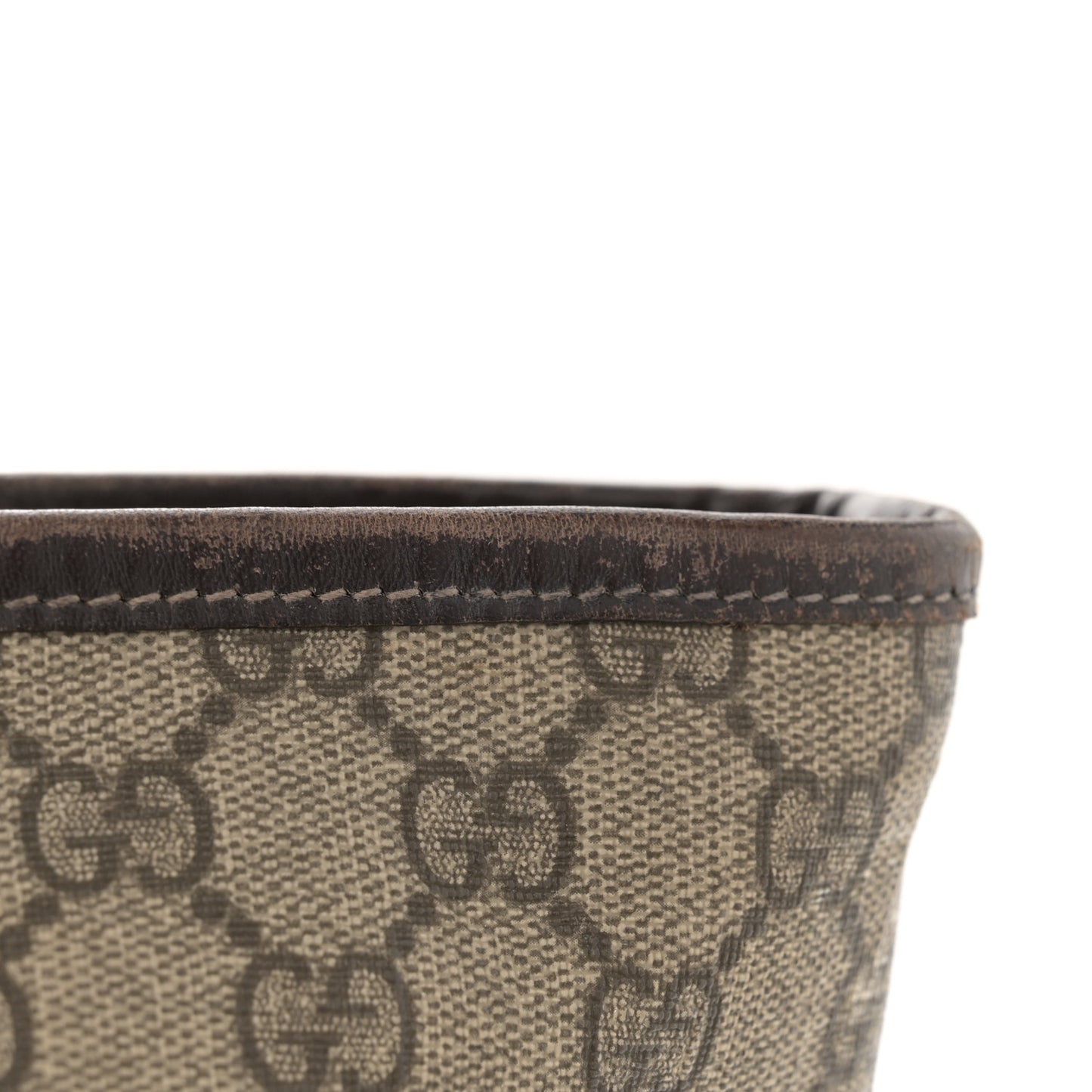 GG Supreme Monogram Medium Zippered Shopping Tote Dark Brown