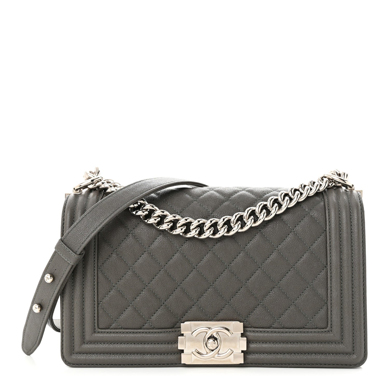 Chanel Caviar Quilted Medium Boy Flap Grey 1 of 13