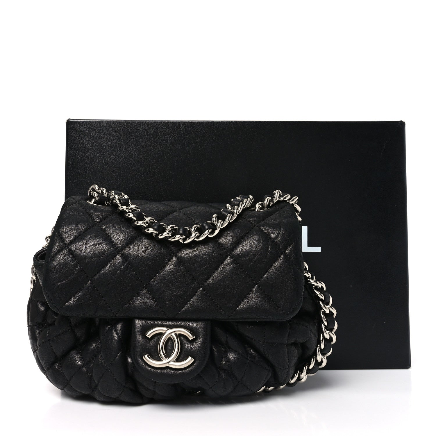 Chanel Washed Lambskin Quilted Mini Chain Around Flap Black 10 of 10