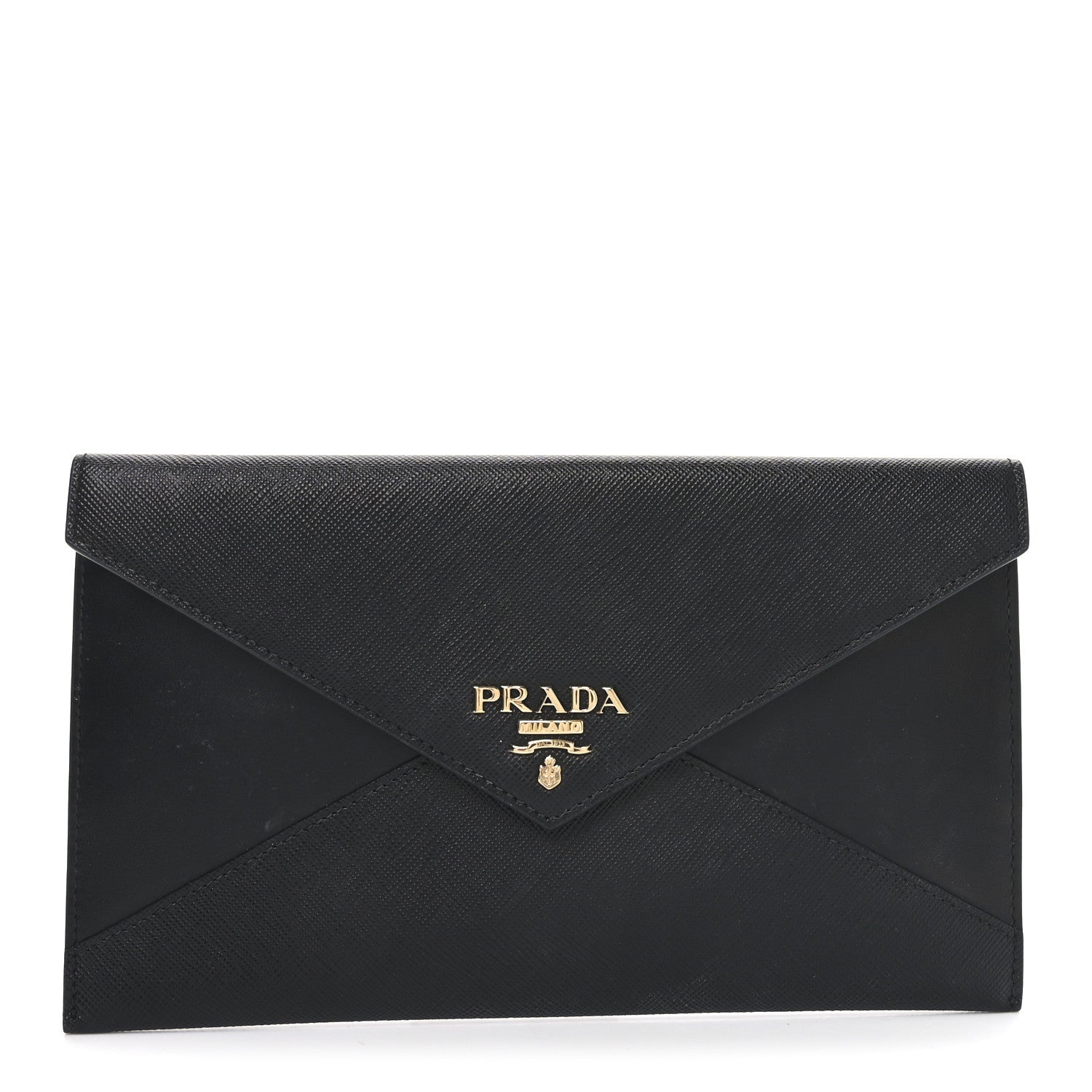 Prada Saffiano City Calfskin Envelope Wallet Black 1 of 7