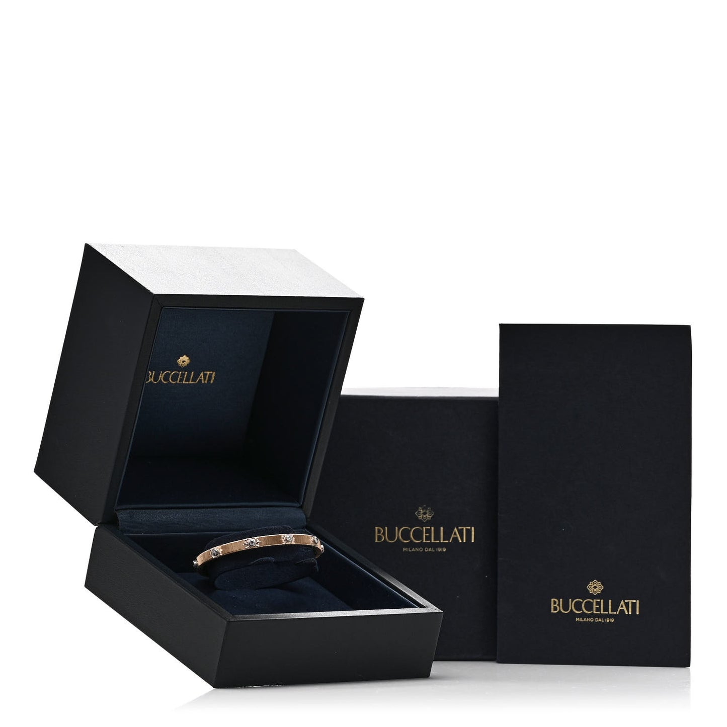 18K Rose White Gold Diamond 5mm Macri Classica Bangle Bracelet