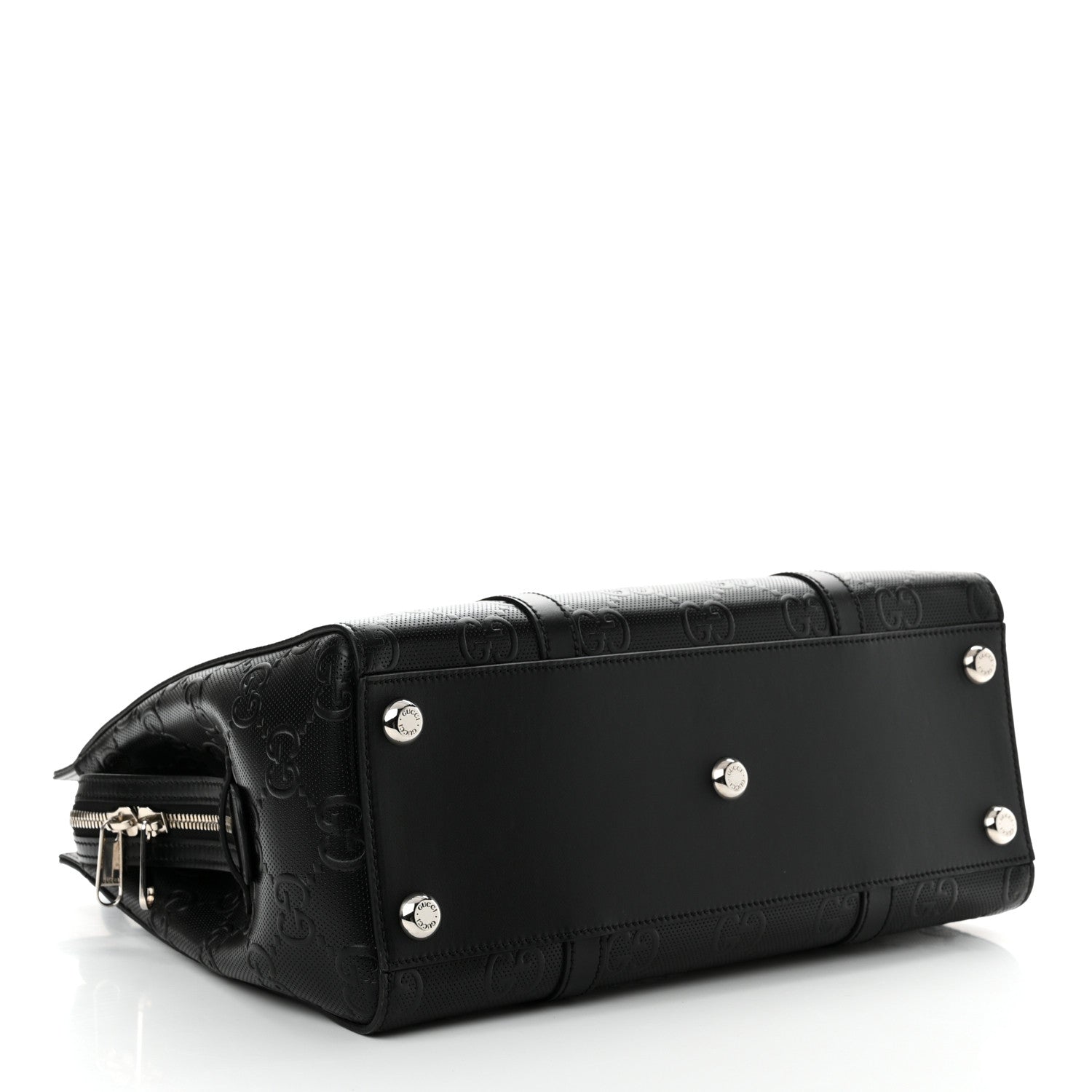Gucci Calfskin GG Tennis Embossed Tote Bag Black 4 of 10