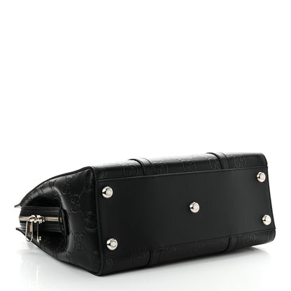 Gucci Calfskin GG Tennis Embossed Tote Bag Black 4 of 10