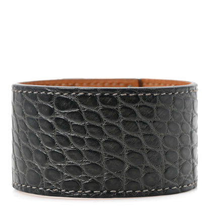 Hermes Shiny Alligator Kelly Dog Bracelet Black 3 of 6