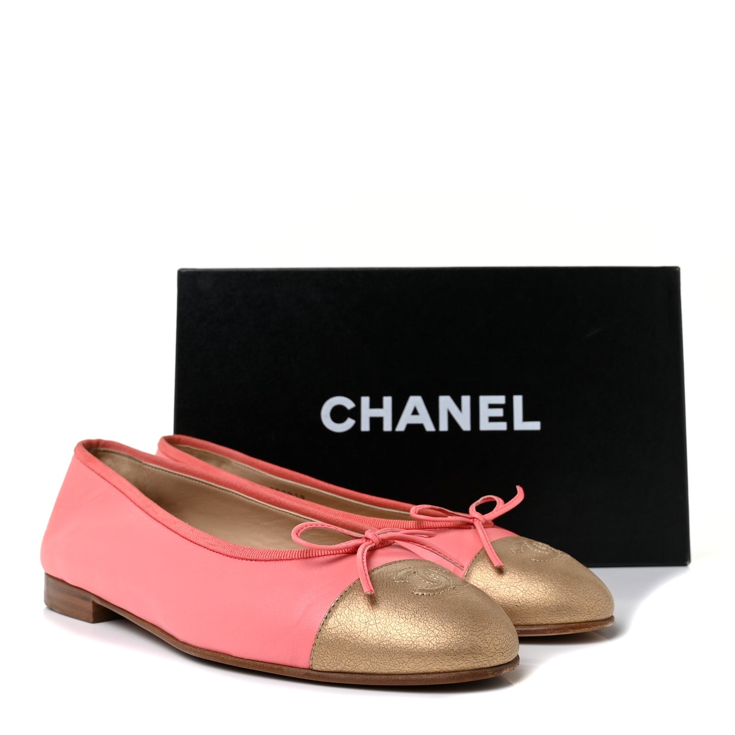 Calfskin Cap Toe Ballerina Flats 40 Pink Gold