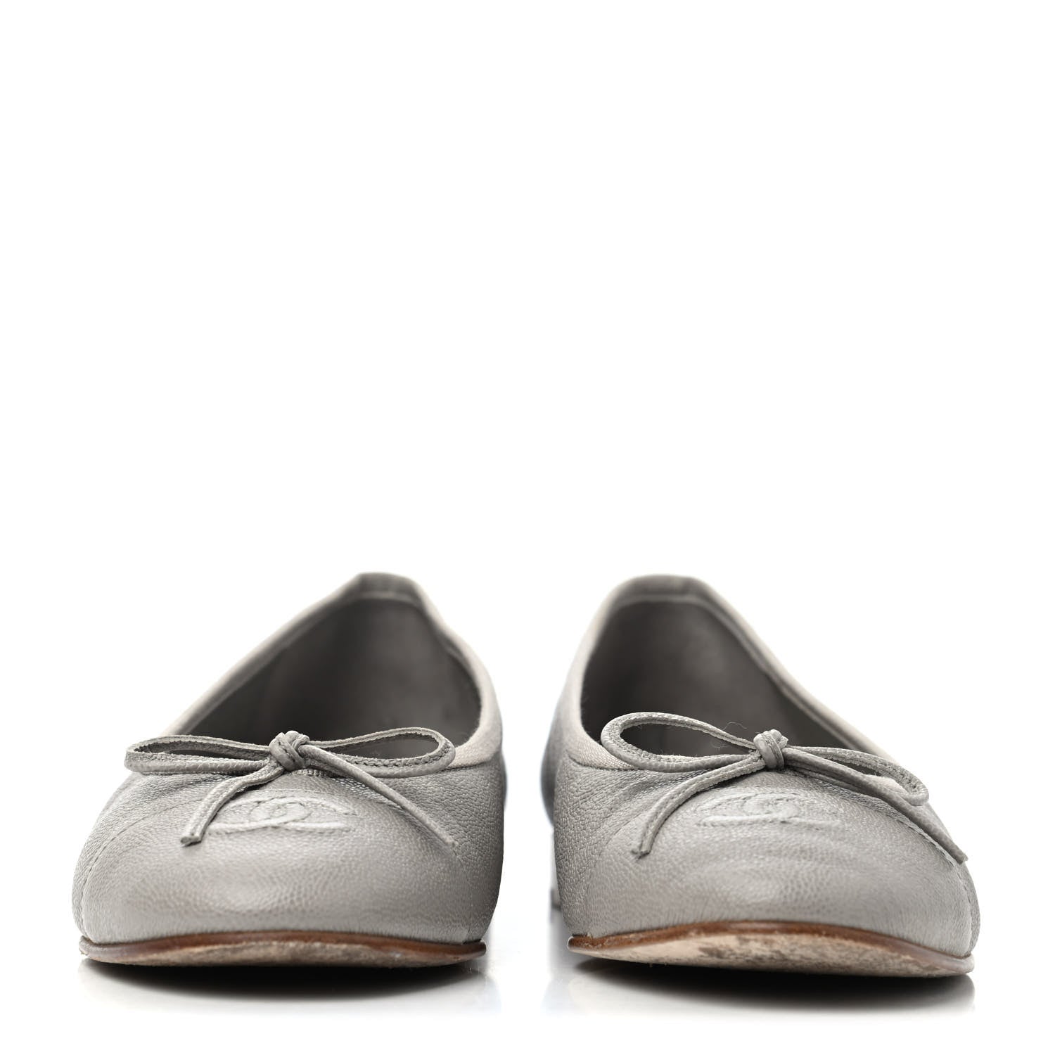 Chanel Caviar CC Cap Toe Ballerina Flats 38 Grey 2 of 4