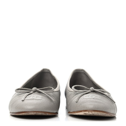 Chanel Caviar CC Cap Toe Ballerina Flats 38 Grey 2 of 4