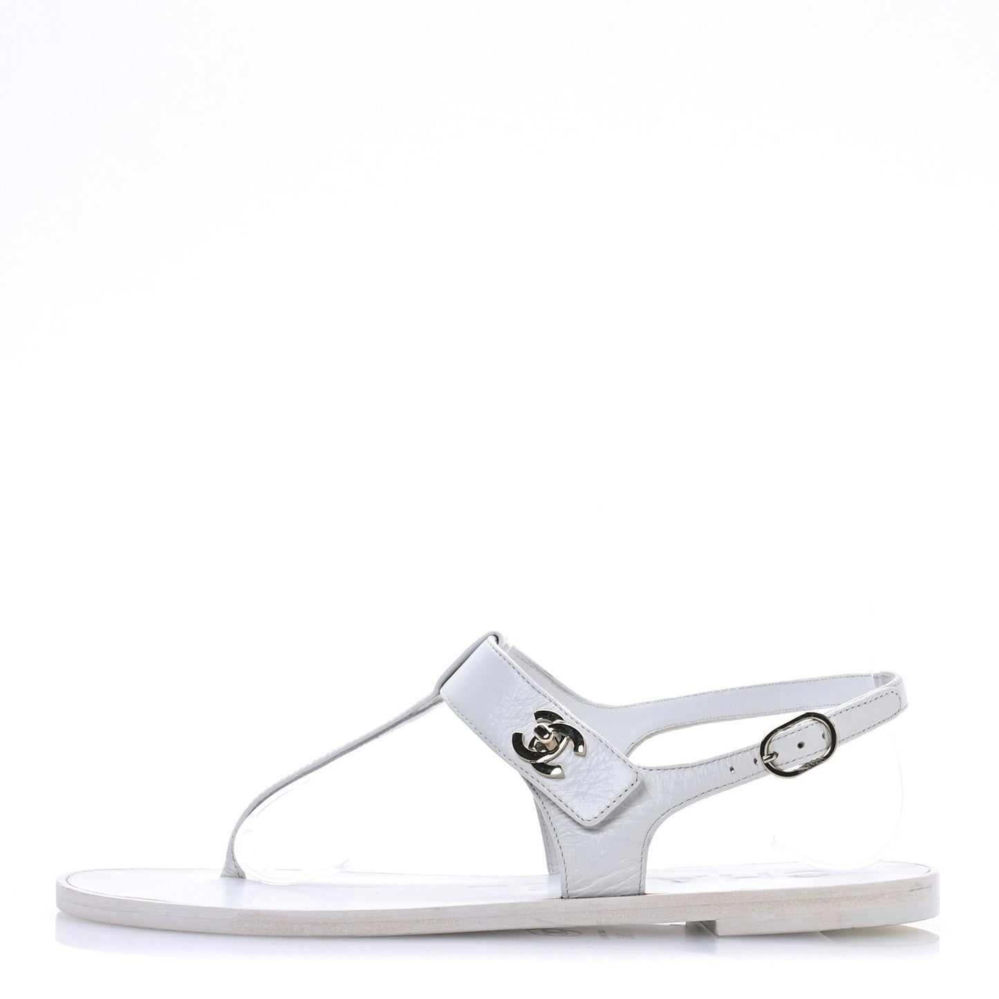 Lambskin CC Thong Sandals 36 White