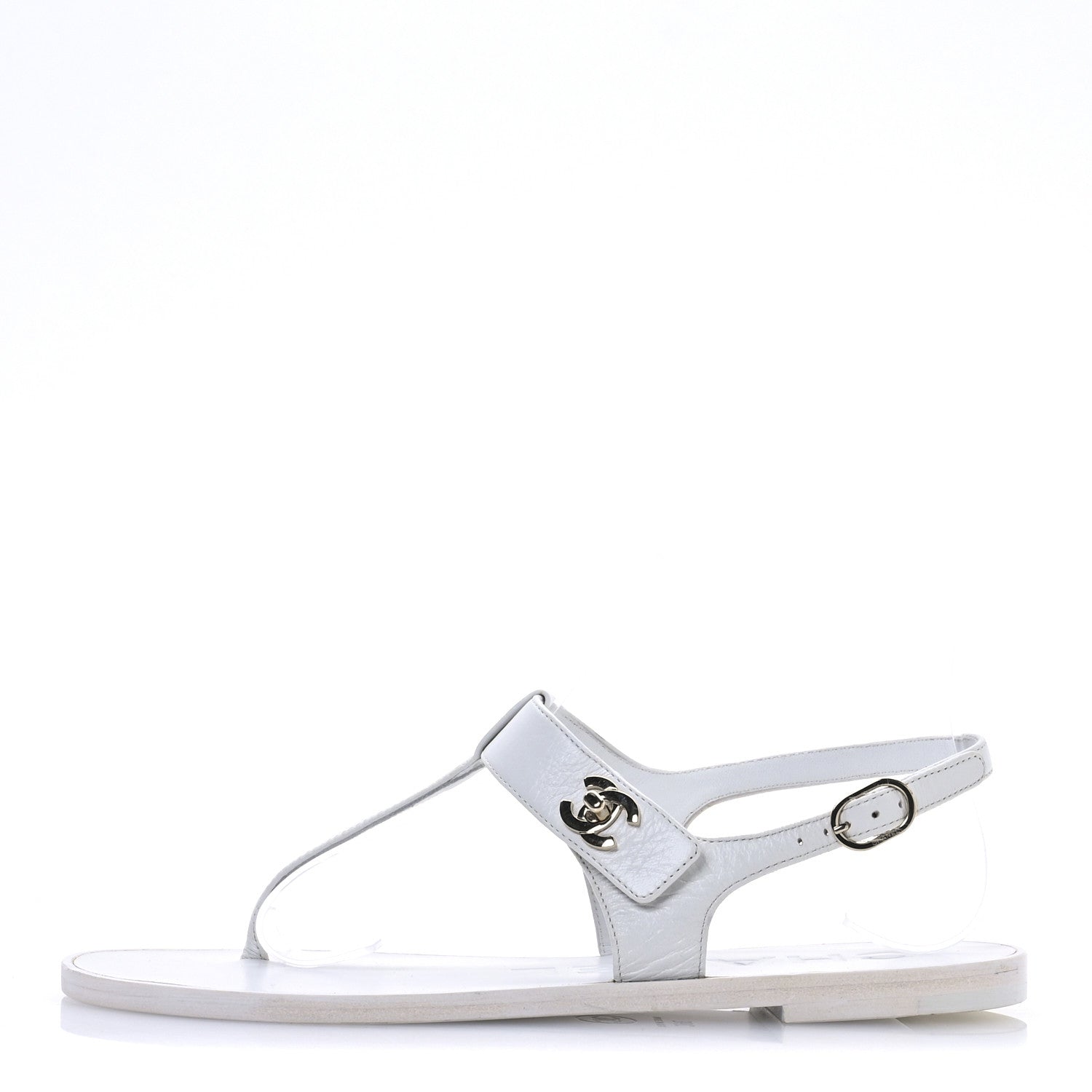 Chanel Lambskin CC Thong Sandals 36 White 1 of 10