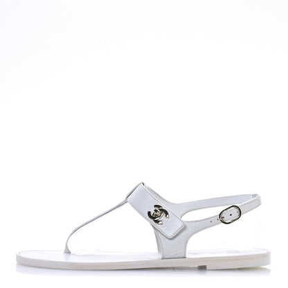 Chanel Lambskin CC Thong Sandals 36 White 1 of 10