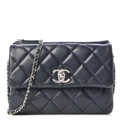 Chanel Lambskin Quilted Daily Zippy Crossbody Navy 1 of 9