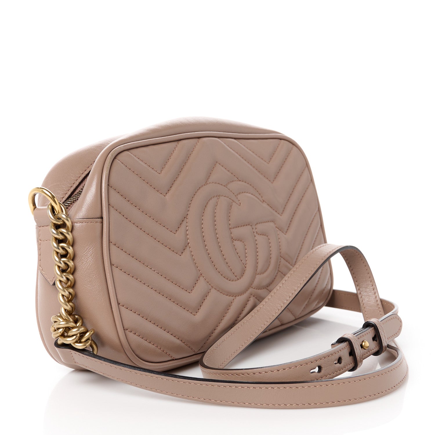 Gucci Calfskin Matelasse Small GG Marmont Chain Shoulder Bag Porcelain Rose 3 of 11