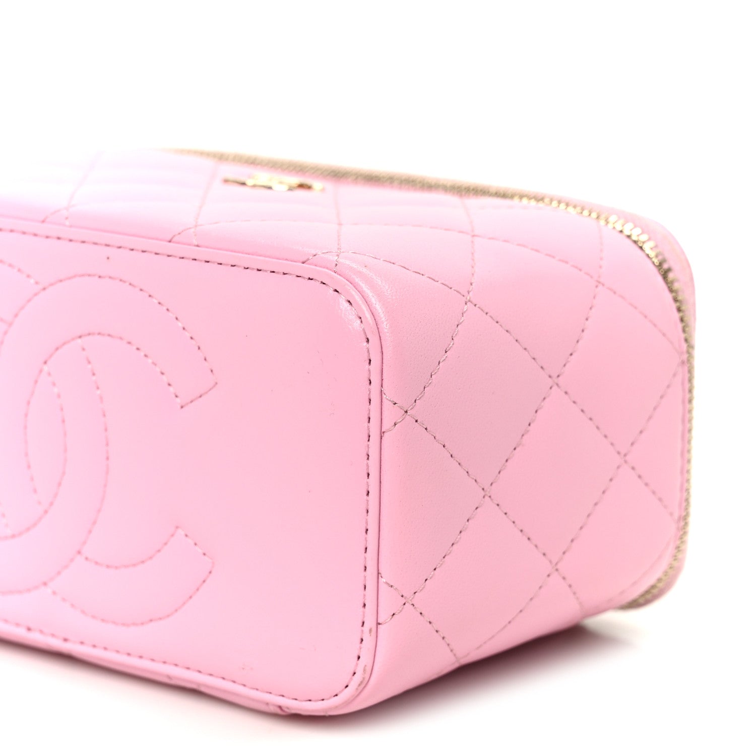 Chanel Lambskin Quilted Small Top Handle Vanity Case With Chain  Lilac Light Green 10 of 11