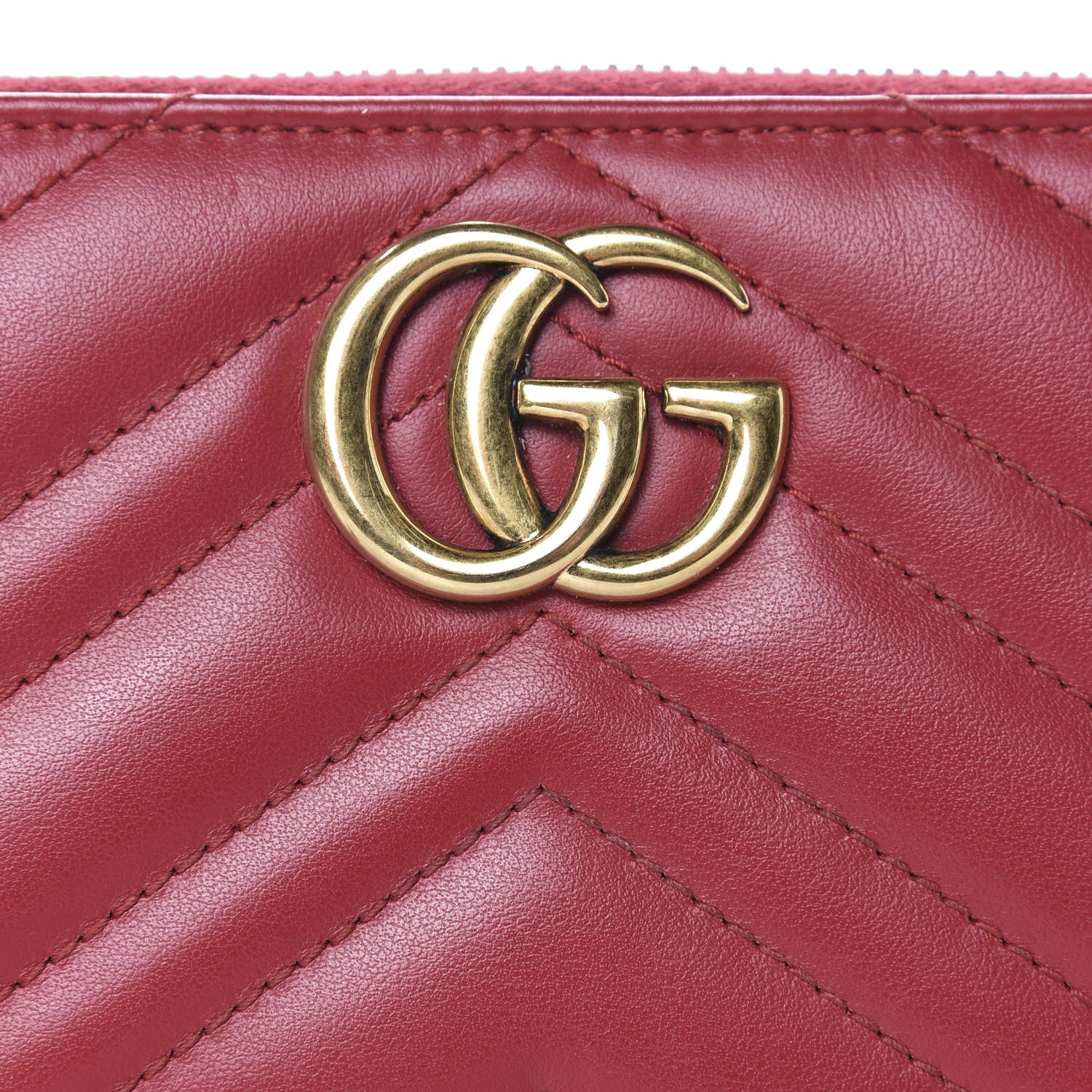 Gucci Calfskin Matelasse GG Marmont Zip Around Wallet Hibiscus Red 12 of 12