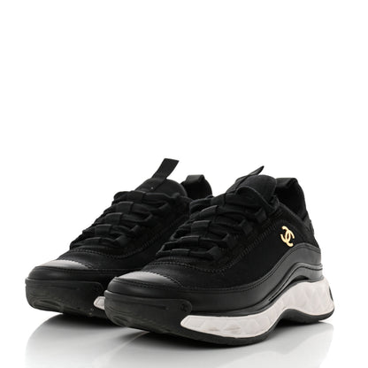 Chanel Velvet Calfskin Mixed Fibers CC Sneakers 36 Black 3 of 9