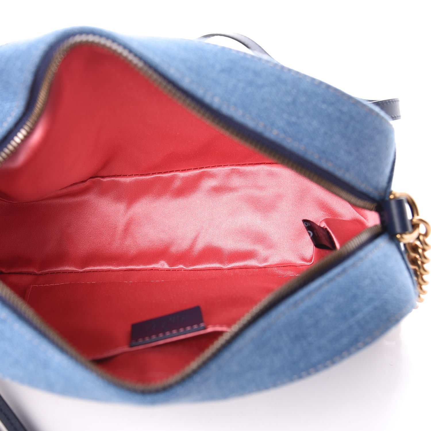 Gucci Denim Matelasse Pearl Studded Small GG Marmont Chain Shoulder Bag Blue 5 of 9