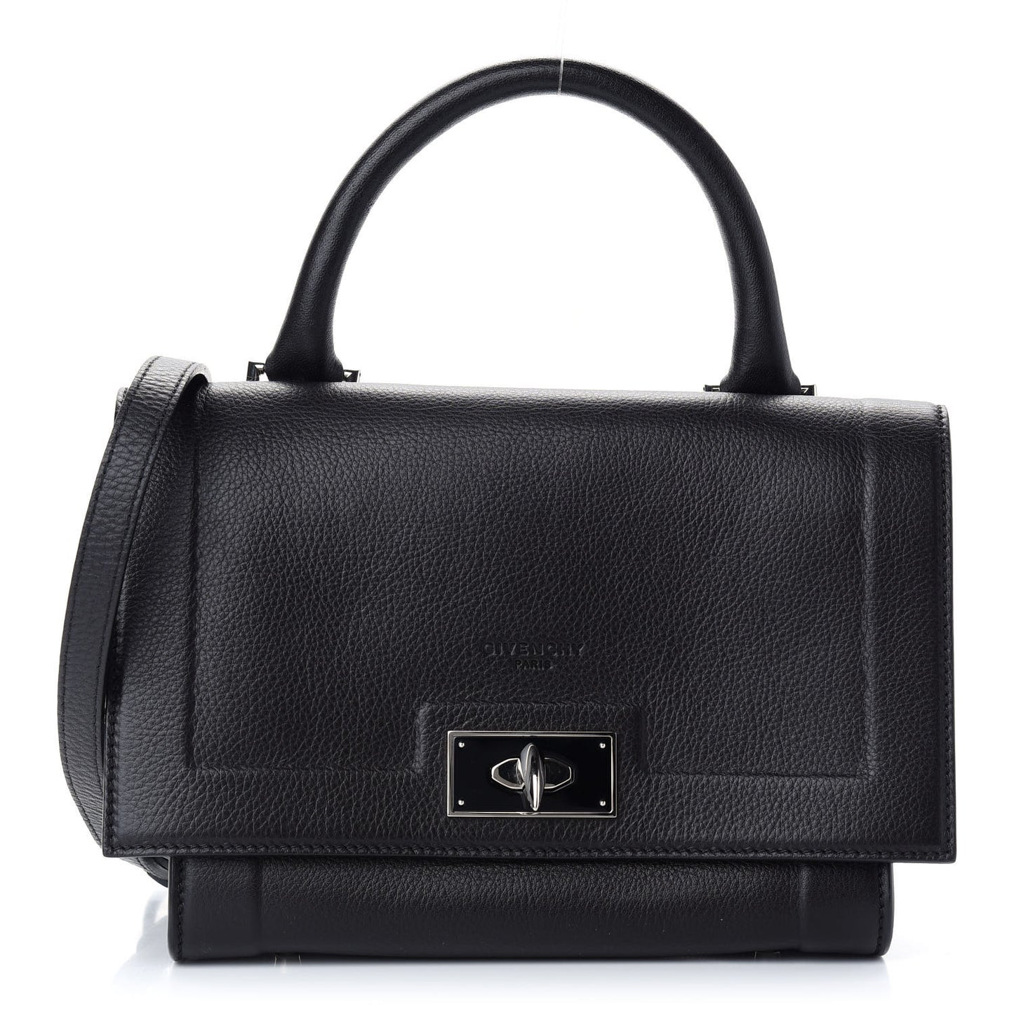 Grained Calfskin Mini Shark Lock Satchel Black